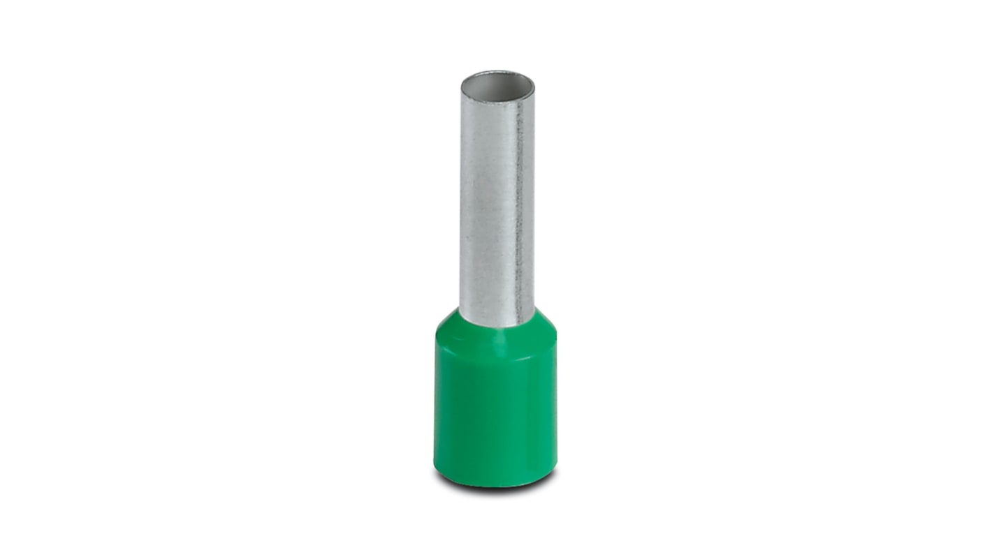 Phoenix Contact, AI 6-12 GN Insulated Bootlace Ferrule Kit, 12mm Pin Length, 3.6mm Pin Diameter, Green