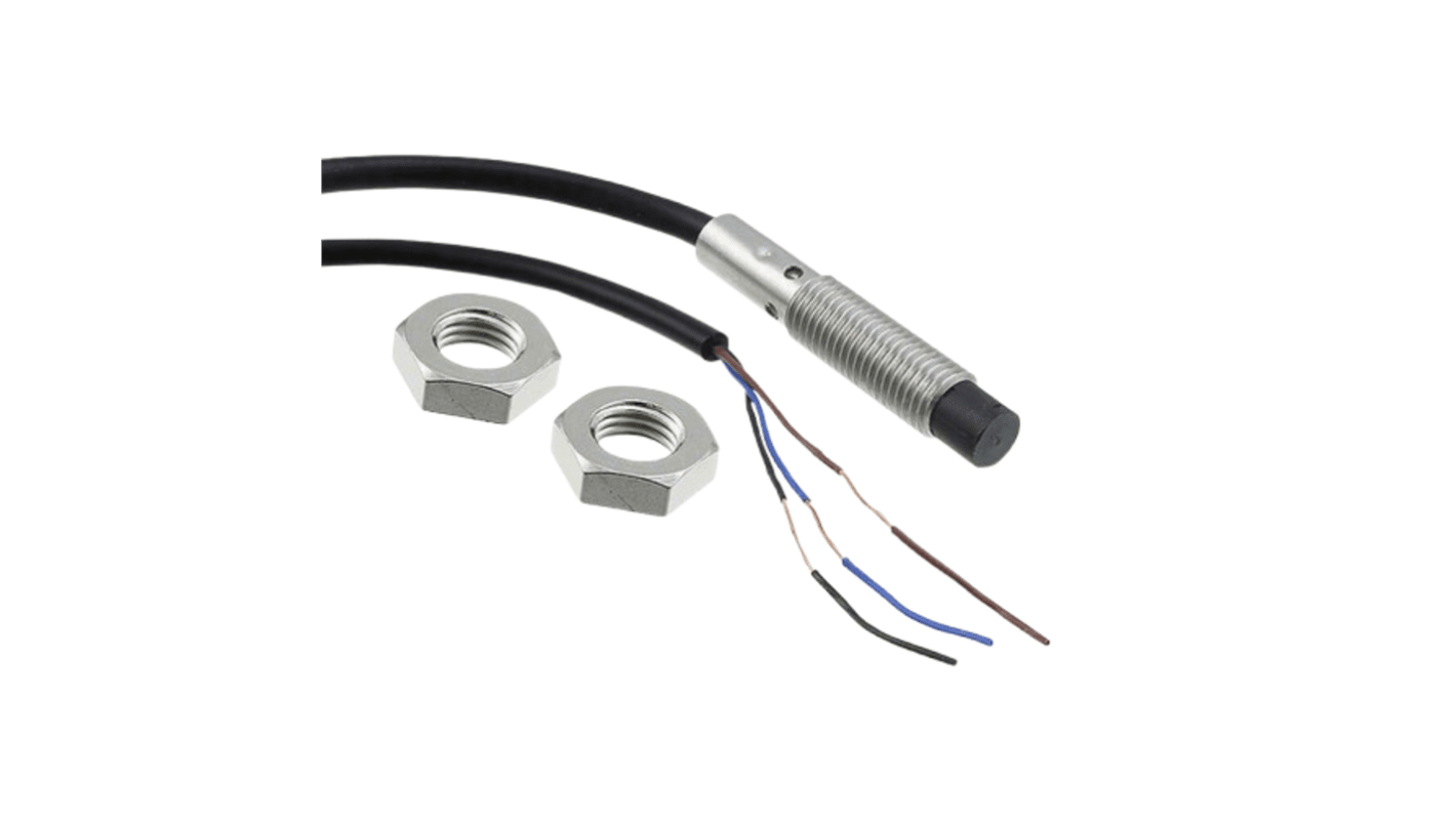 Omron Inductive Threaded Barrel Proximity Sensor, M8, 4 mm Detection, PNP NC, 12 → 24 V dc