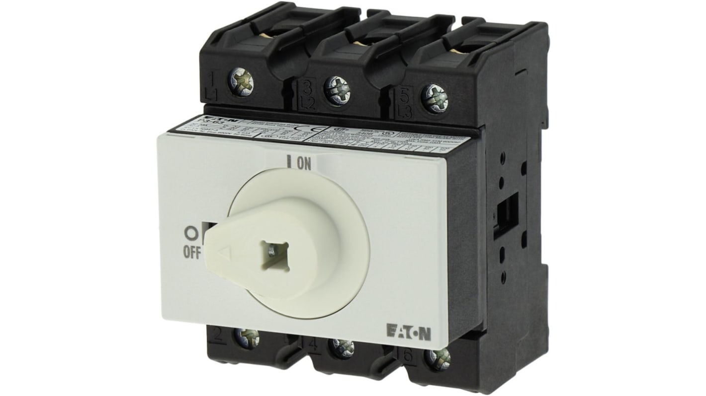 Eaton 3P Pole Panel Mount Isolator Switch - 63A Maximum Current, 30kW Power Rating, IP65