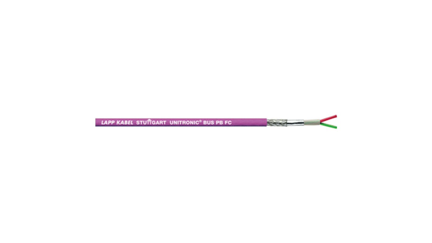 Lapp 2芯数据电缆, 0.64 mm², 19 AWG, 屏蔽, 无卤素, 50m长, 黑色PE护套