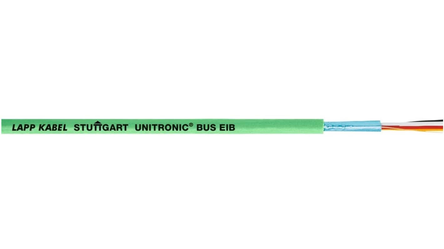 Lapp UNITRONIC BUS EIB Data Cable, 2 Cores, 0.8 mm², Screened, 100m, Green PVC Sheath, 18 AWG