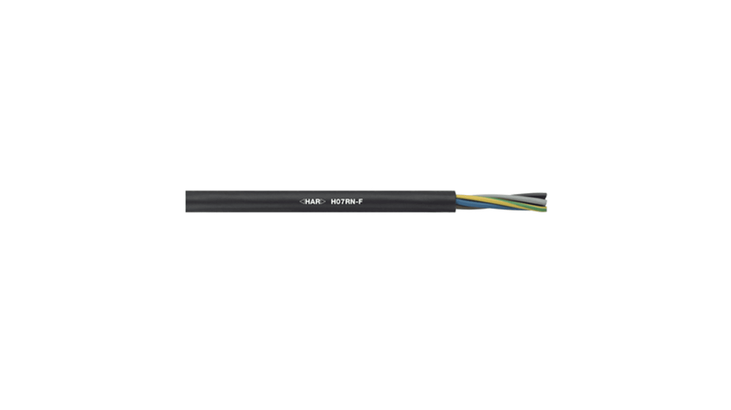 Lapp, 100m 4 Core, Black Rubber Power Cable +60°C