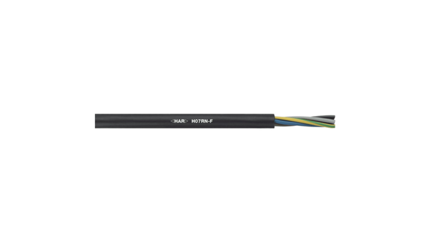 Lapp H07RN-F, H07RNF, 100m 5 Core, Black Rubber Power Cable +60°C