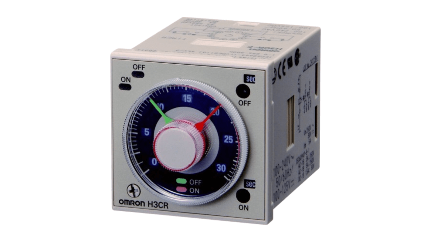 Omron 100 → 240V ac Timer Relay, 1 timerfunktion DIN-skinne/panelmontering