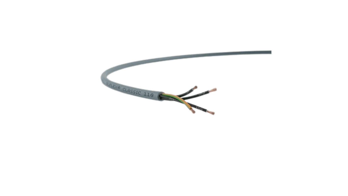 RS PRO 3芯YY控制电缆, 4 mm², 11 AWG, 无屏蔽, 阻燃, 50m长, 灰色PVC护套