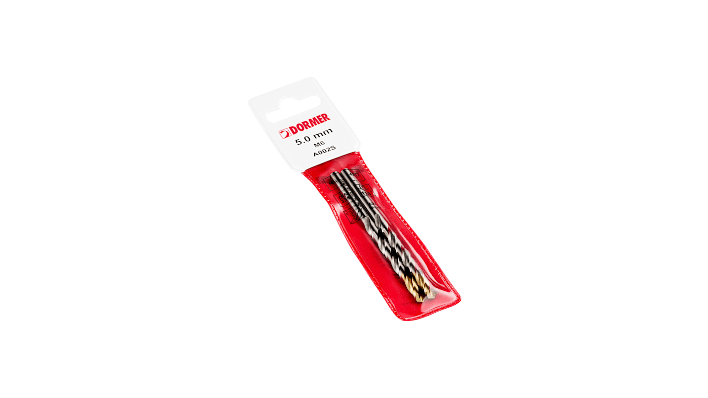 Dormer A002S Series HSS-TiN Twist Drill Bit for Stainless Steel, 4.2mm Diameter, 75 mm Overall