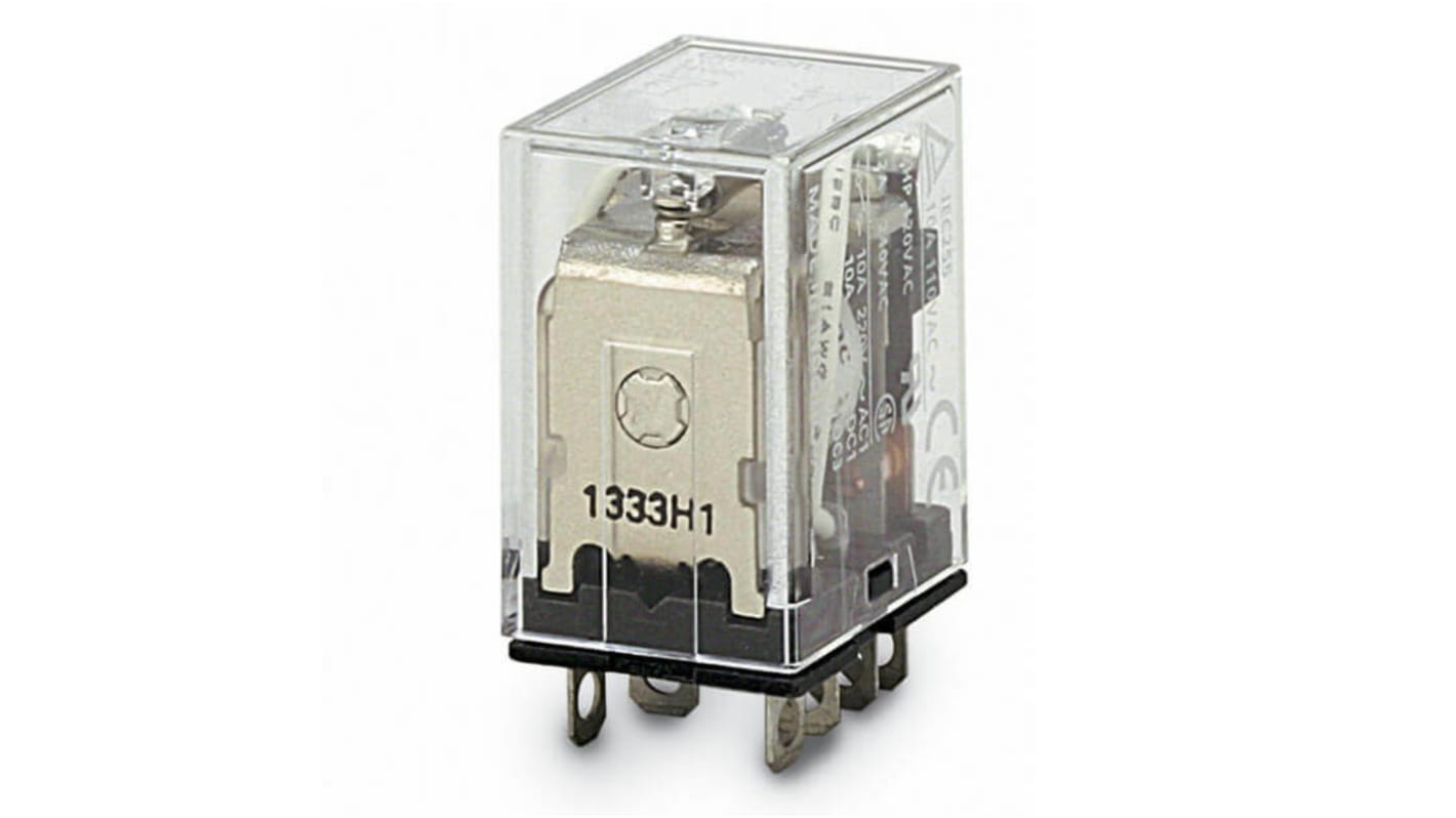 Omron Plug In Power Relay, 24V dc Coil, 10A Switching Current, DPDT