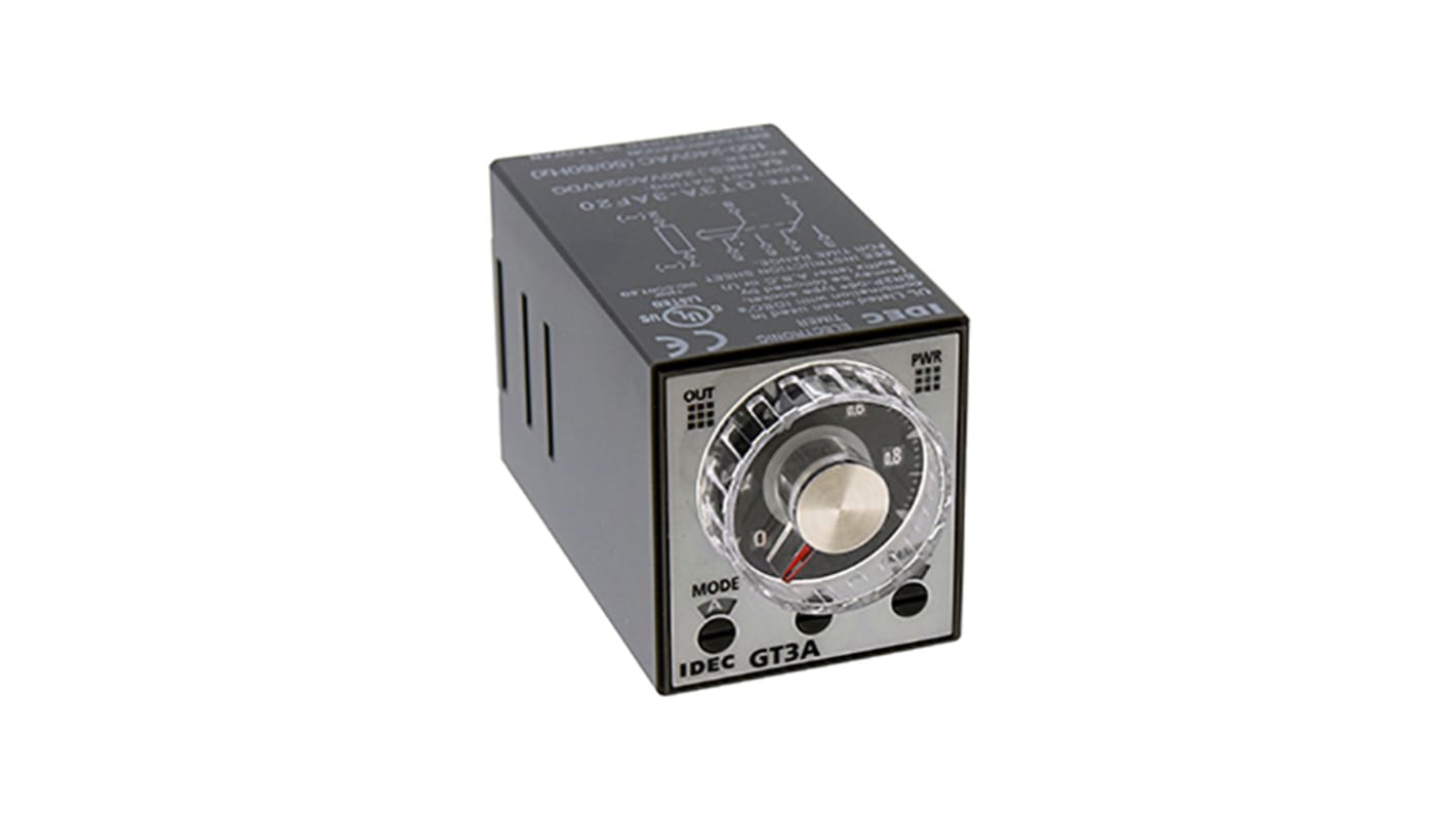 Idec 多機能 タイマーリレー, 0.1 s → 180h, 24V ac/dc, DPDT, プラグイン