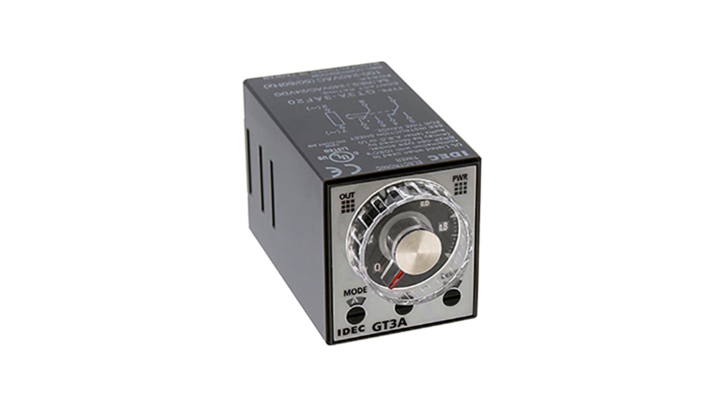 Idec Plug In Timer Relay, 24V ac/dc, 8-Contact, 0.1 s → 180h, DPDT