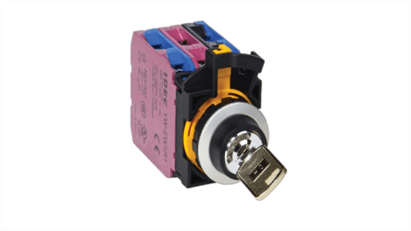 Idec IP65 Key Switch, 2NO/2NC 3-Way