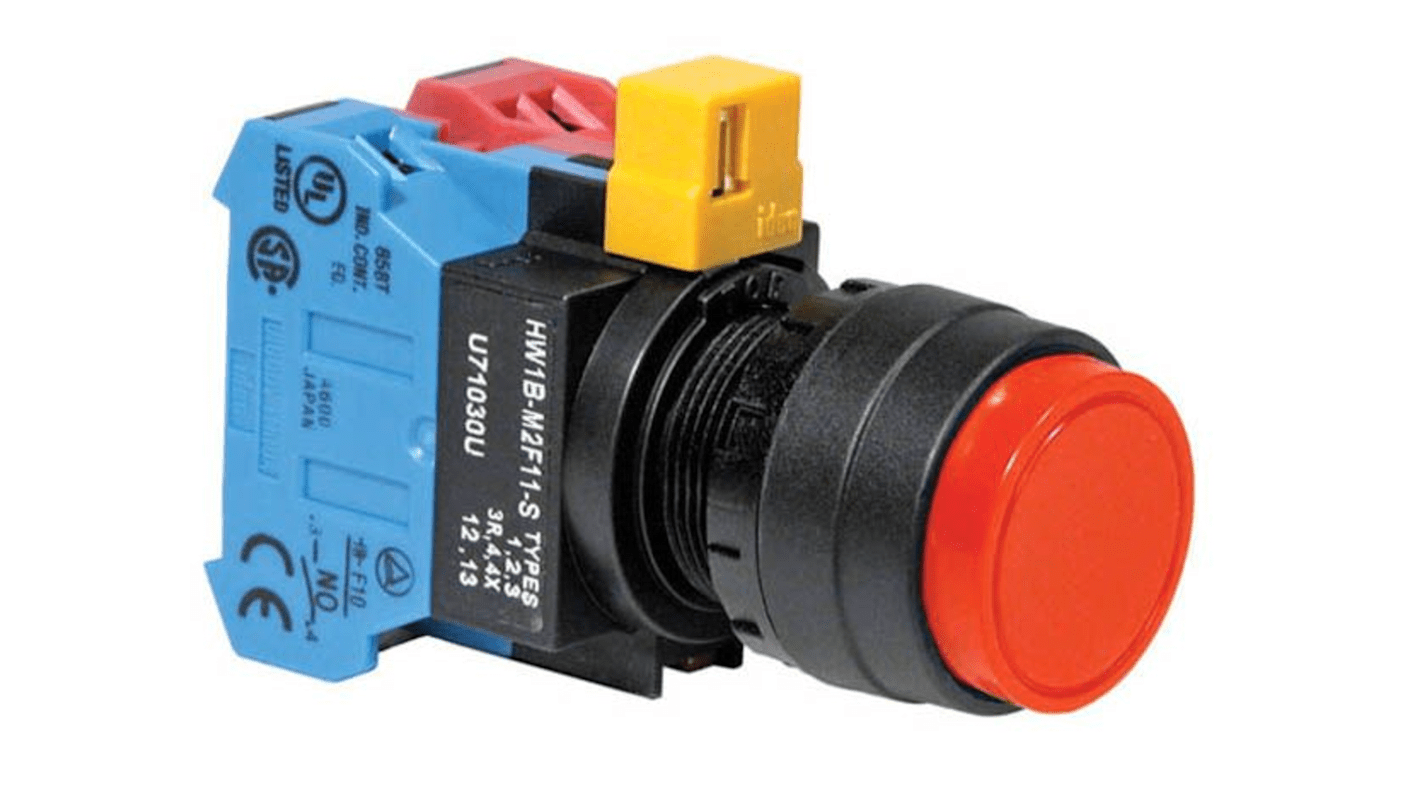 Idec IDEC HW Series Push Button, Panel Mount, 22.3mm Cutout, SPST