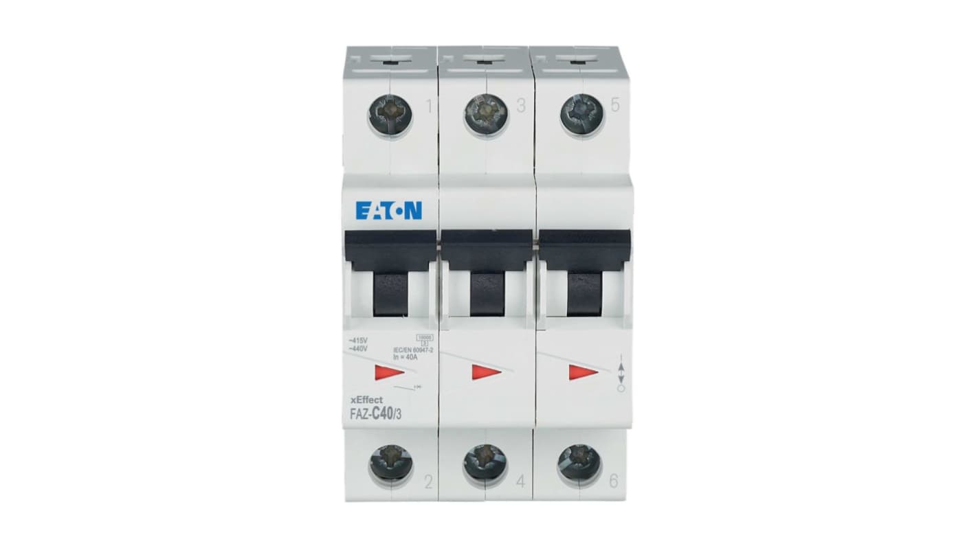 Eaton C型MCB, 3极, 10 kA分断, 40A, 240 → 415VAC
