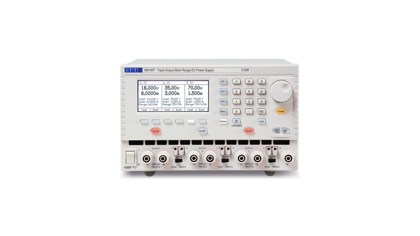 Aim-TTi MX Series Digital Bench Power Supply, 0 → 16V, 0 → 3A, 3-Output, 315W