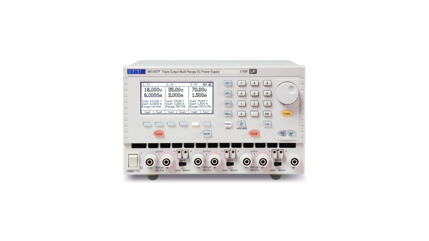 Aim-TTi MX Series Digital Bench Power Supply, 0 → 16V, 0 → 3A, 3-Output, 315W