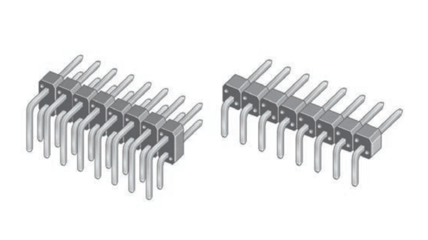 Amphenol ICC BergStik Series Right Angle Through Hole Pin Header, 50 Contact(s), 2.54mm Pitch, 2 Row(s), Unshrouded