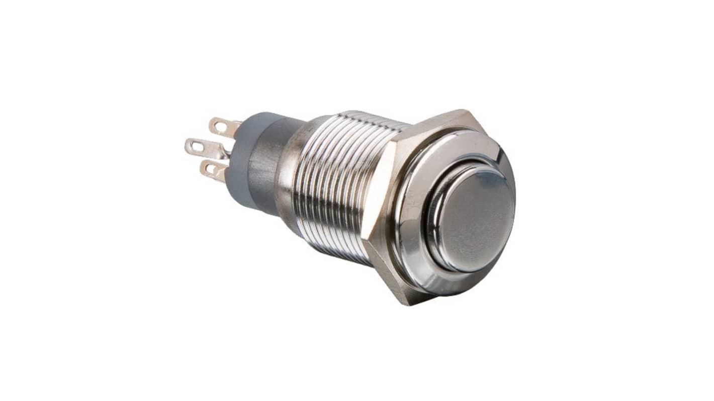 Bulgin Push Button Switch, Latching, Panel Mount, 16.2mm Cutout, DPDT, 50V