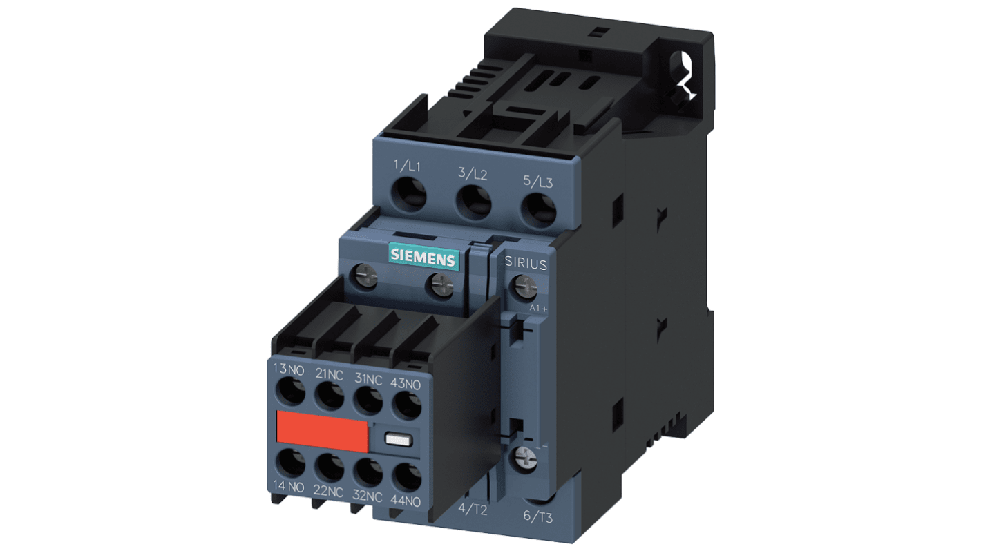 Siemens SIRIUS 3RT Size S0, 3RT2 Contactor, 24 V dc Coil, 3-Pole, 32 A, 15 kW, 3NO, 400 V ac