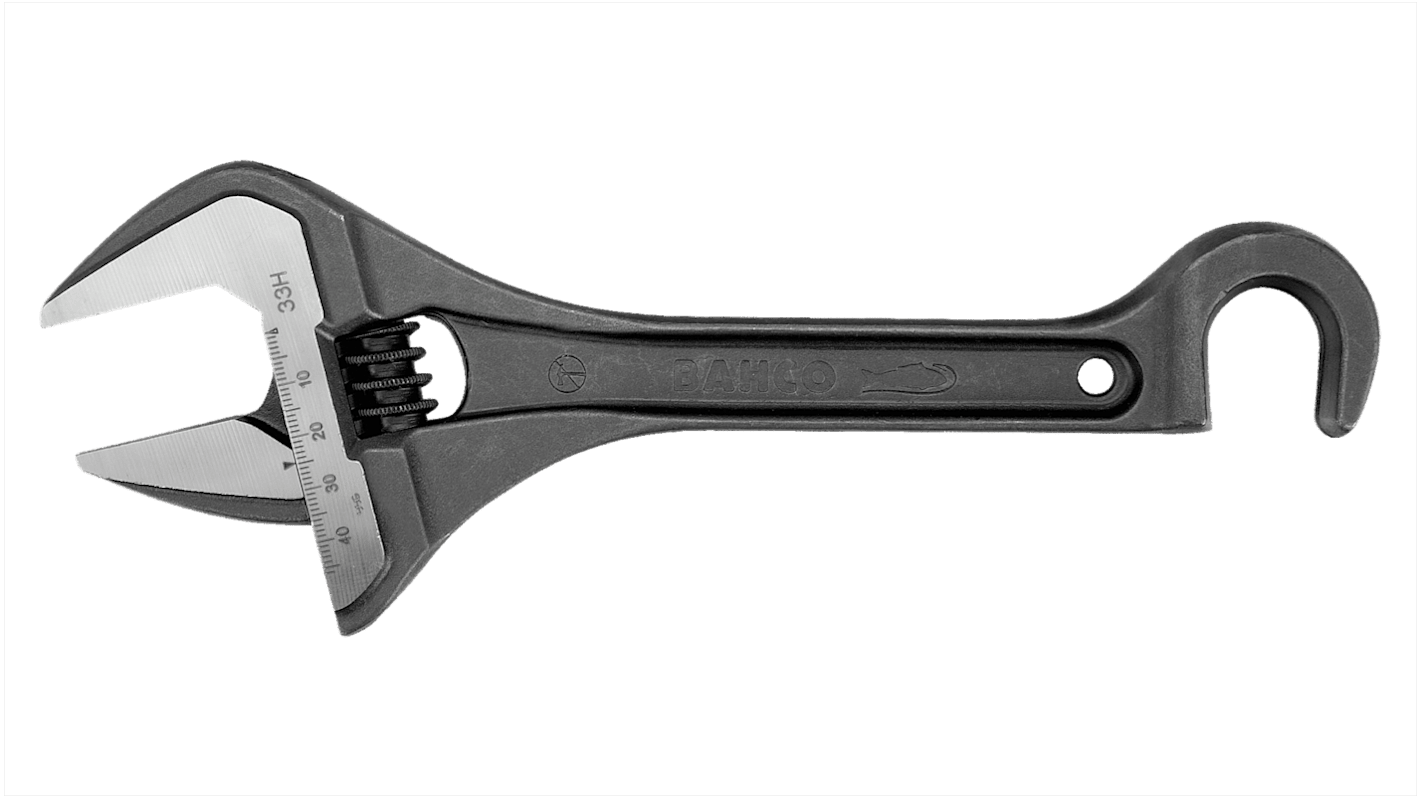 Bahco Adjustable Spanner, 254.5 mm Overall, 46mm Jaw Capacity, Metal Handle