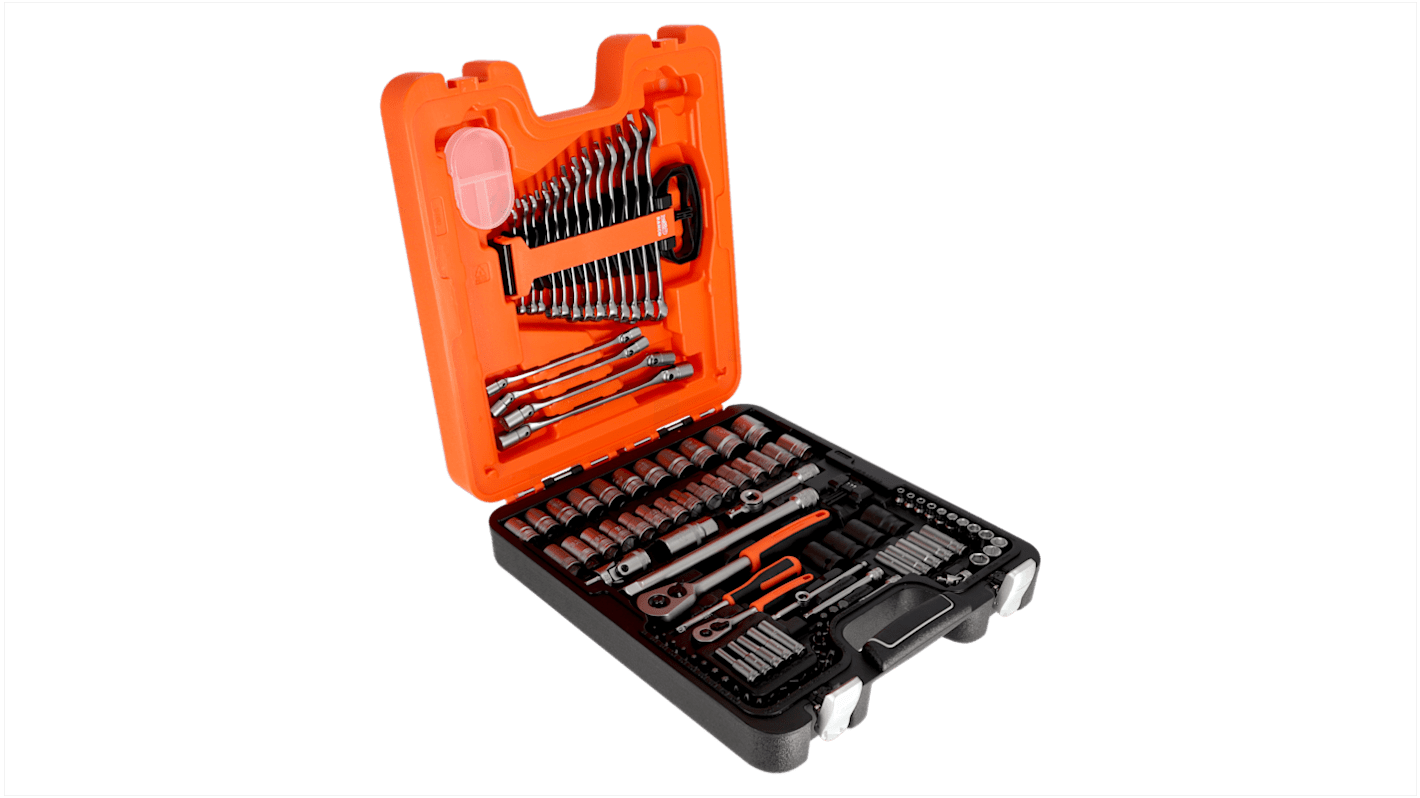 Bahco 108-Piece Metric 1/2 in; 1/4 in Deep Socket/Standard Socket/Spanner/Allen Key/Bit Set with Ratchet, 6 point;