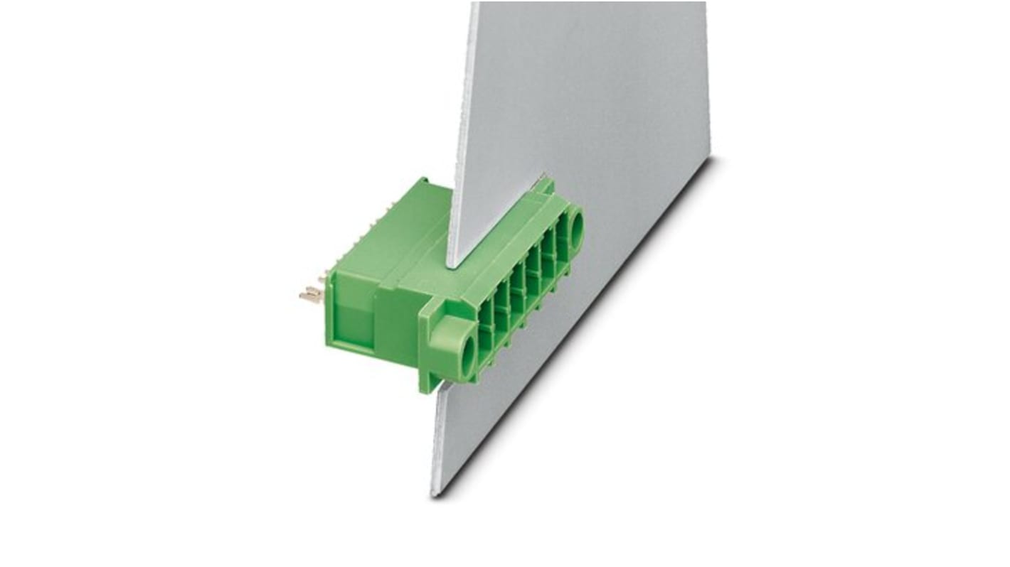 Phoenix Contact 7.62mm Pitch 5 Way Pluggable Terminal Block, Feed Through Header, Panel Mount, Solder Termination