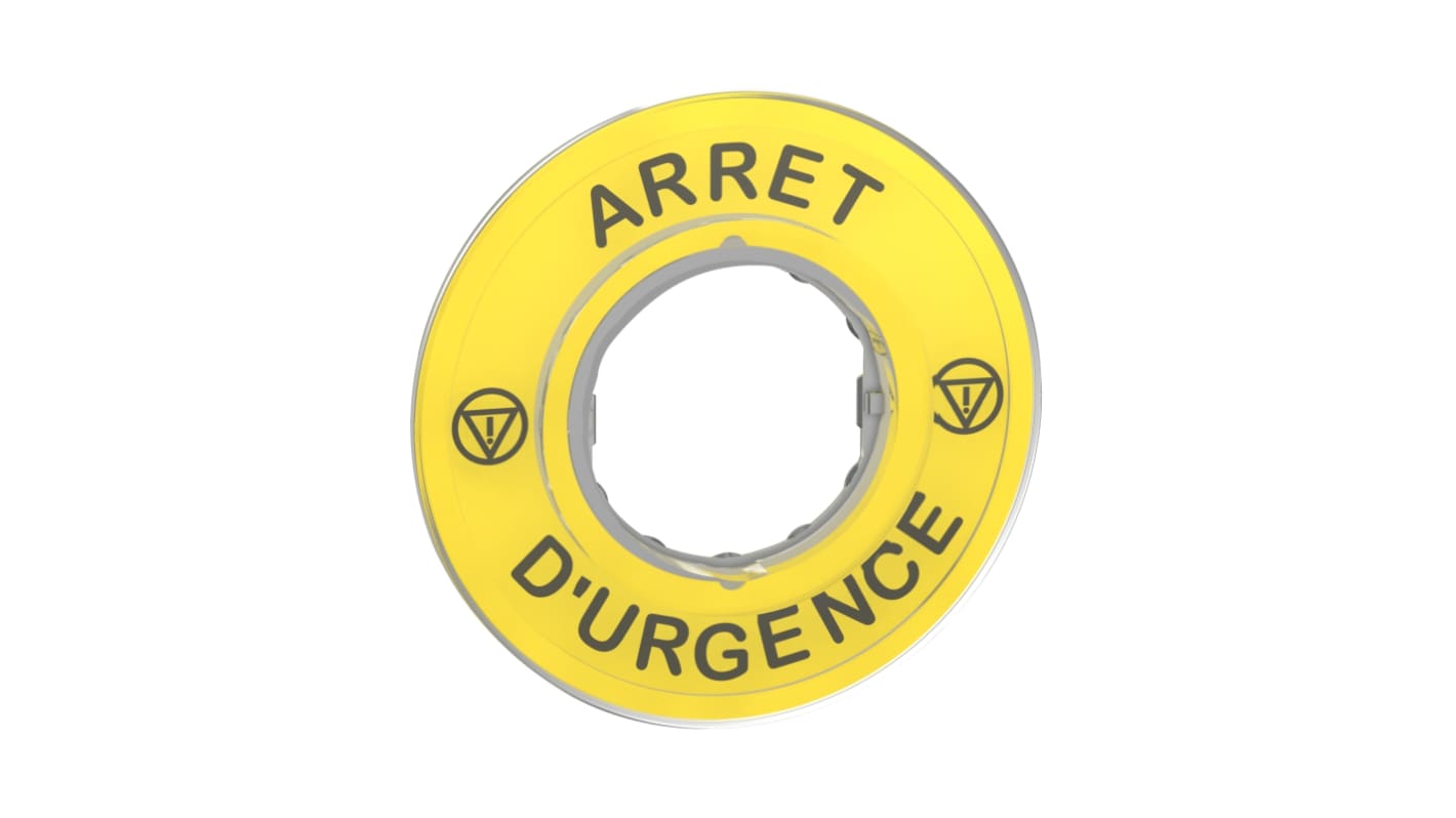 Schneider Electric 3D Marked Legend Plate for Use with Emergency Stop Mushroom Head Push Button, Arrêt d'urgence,