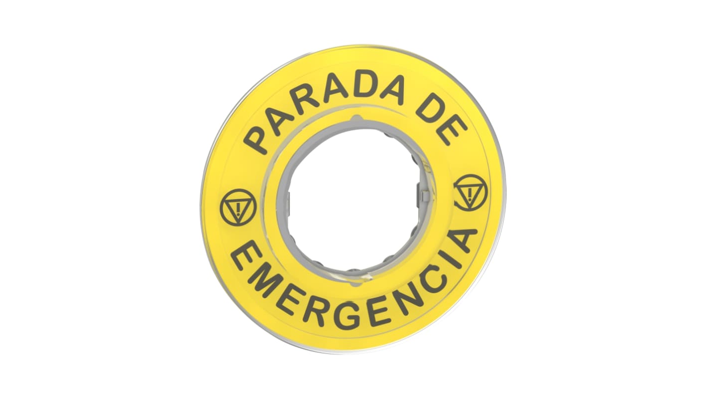 Schneider Electric 3D Marked Legend Plate for Use with Emergency Stop Mushroom Head Push Button, Parada De Emergencia,