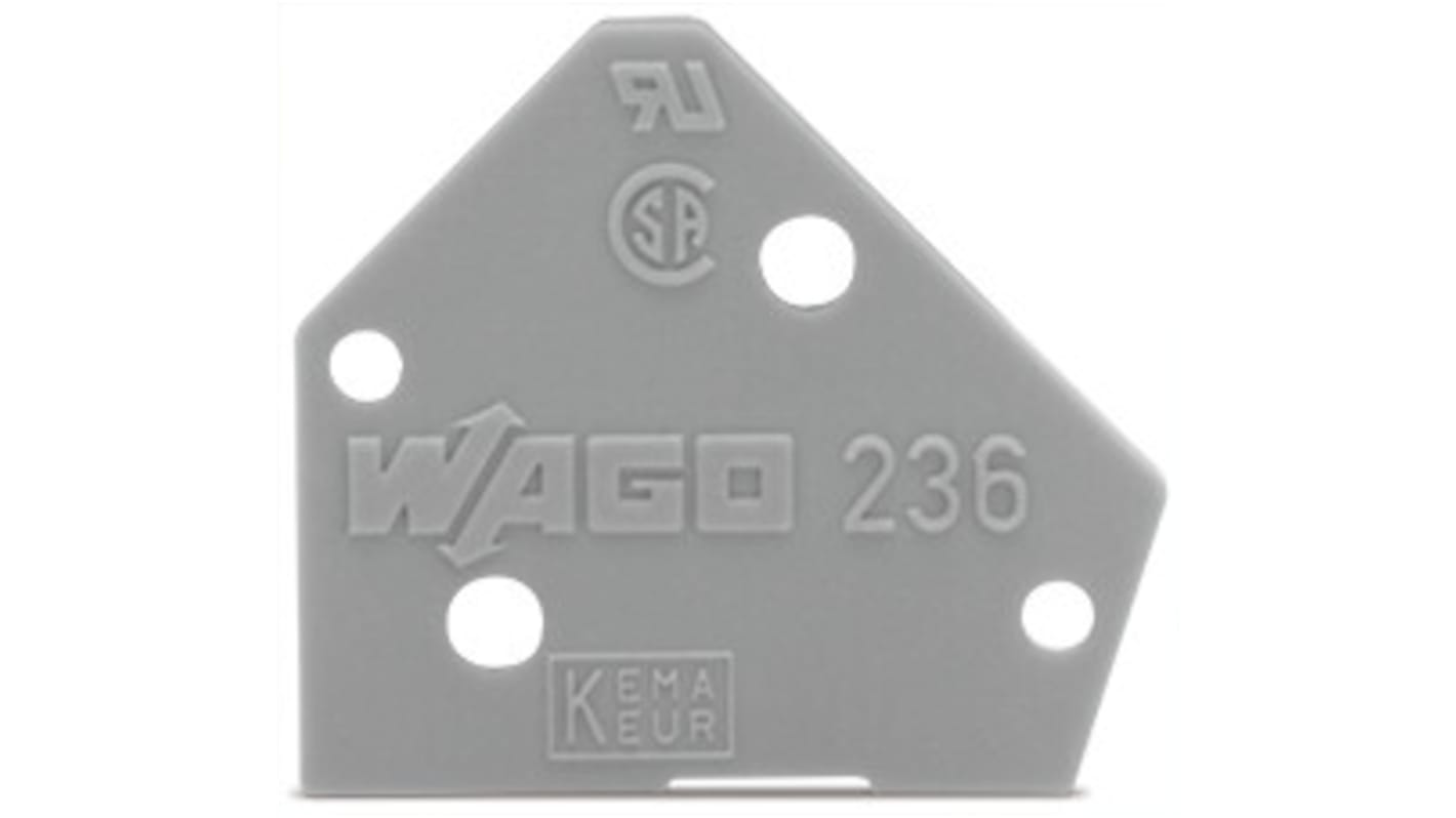 WAGO, 236 End Plate for use with PCB Terminal Blocks & Pluggable Connectors