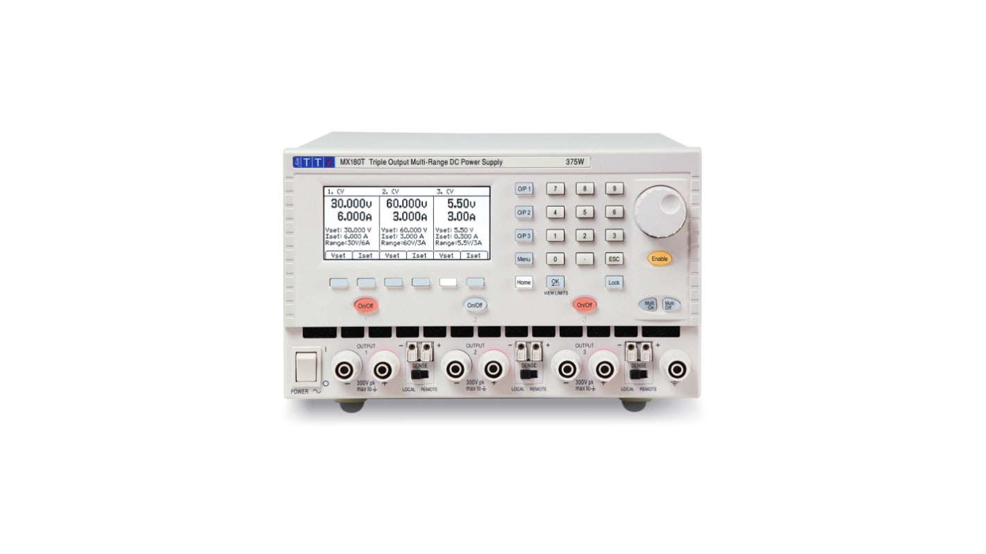 Aim-TTi MX Series Digital Bench Power Supply, 0 → 15V, 0 → 3A, 3-Output, 378W