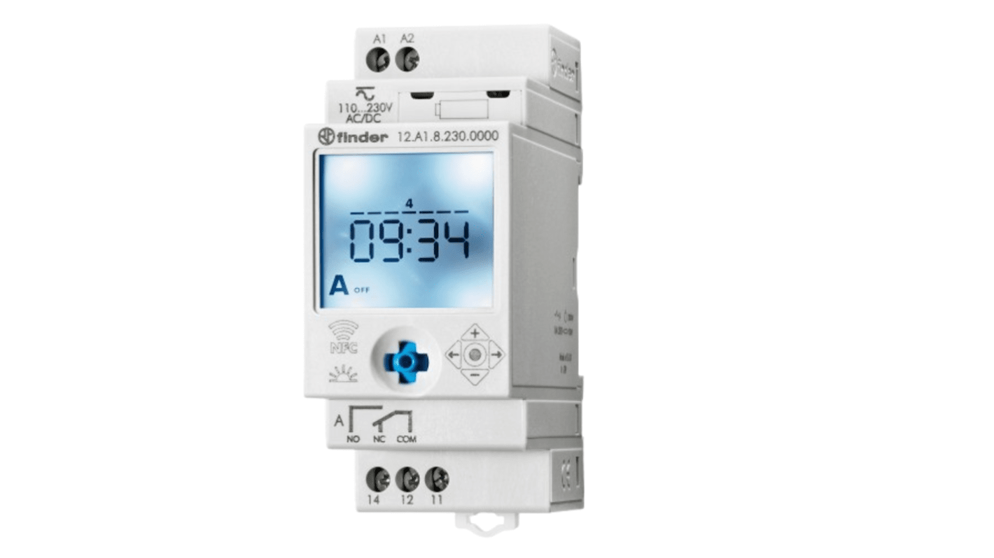 Finder Digital with NFC DIN Rail Time Switch 110 → 230 V ac/dc, 1-Channel