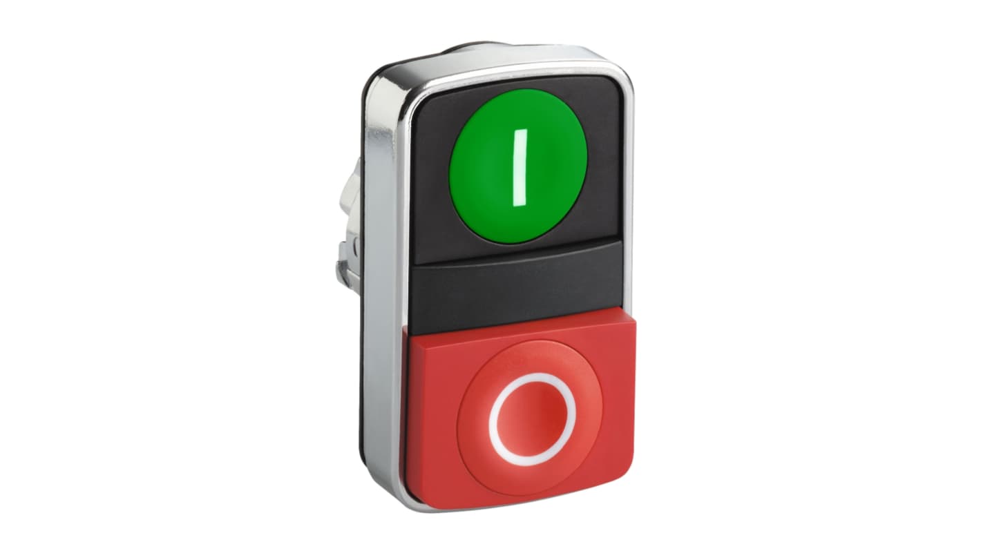 Schneider Electric Harmony XB4 Series Green, Red Momentary Push Button Head, 22mm Cutout, IP67, IP69K