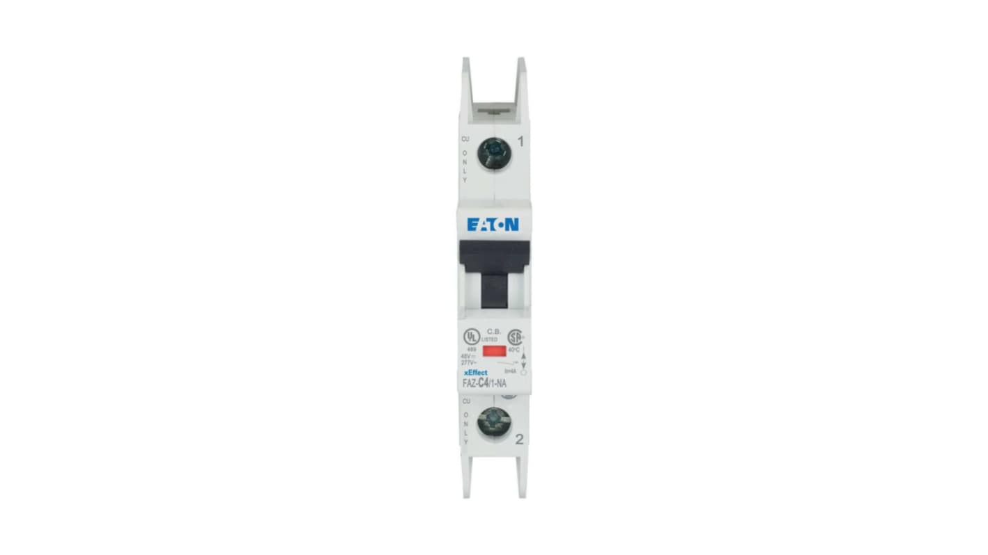 Eaton xEffect MCB, 1P, 4A Curve C, 240 → 415V AC, 48V DC, 10 kA Breaking Capacity