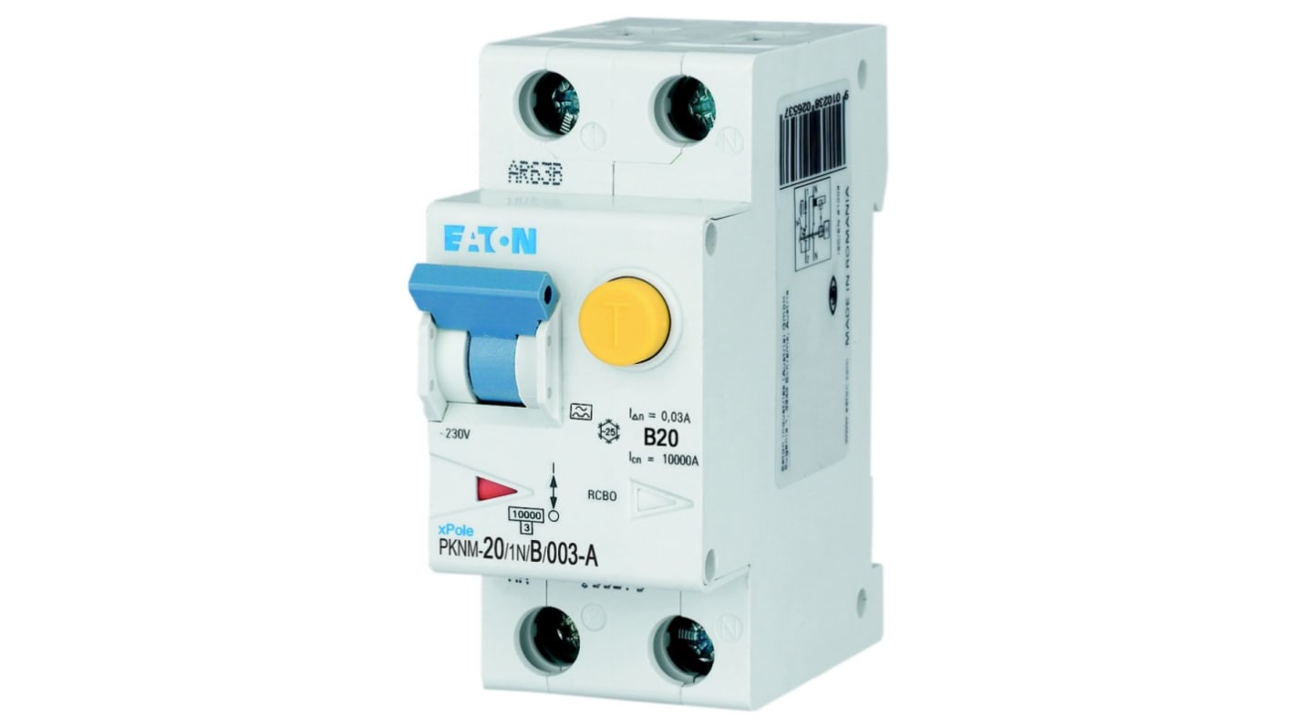 RCCB Eaton, 2P, 20A, sensibilità 30mA, Tipo B