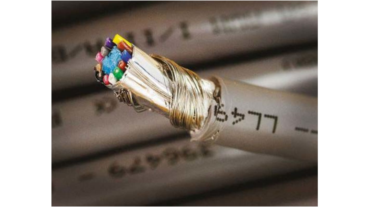 Cable Multiconductor Industrial apantallado Alpha Wire Xtra-Guard Flex de 12 conductores, 0,2 mm², 24 AWG, long. 30m, Ø