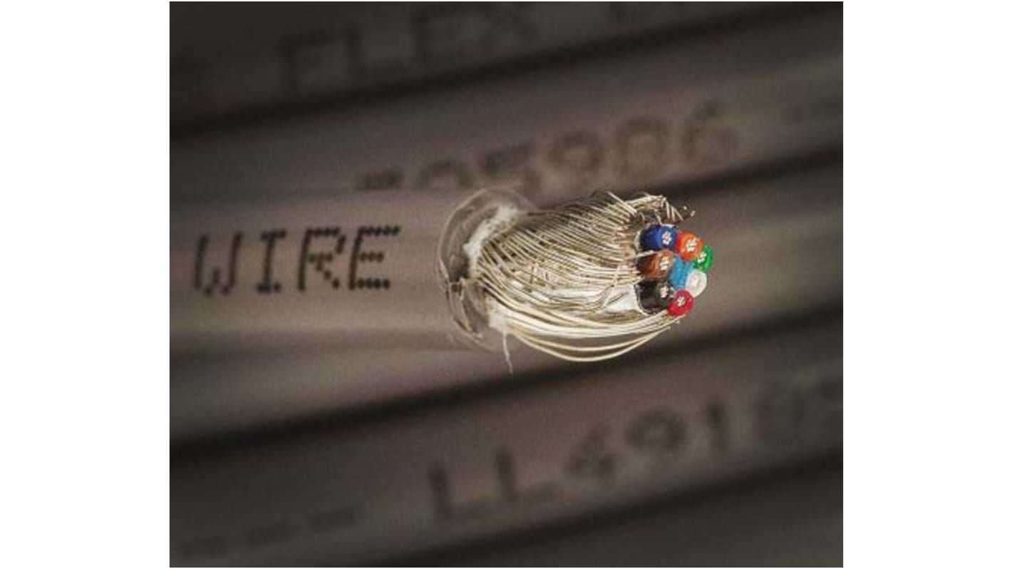 Alpha Wire Xtra-Guard Flex Series Multicore Industrial Cable, 7 Cores, 0.14 mm², Screened, 26 AWG, 30m, Screened Shield