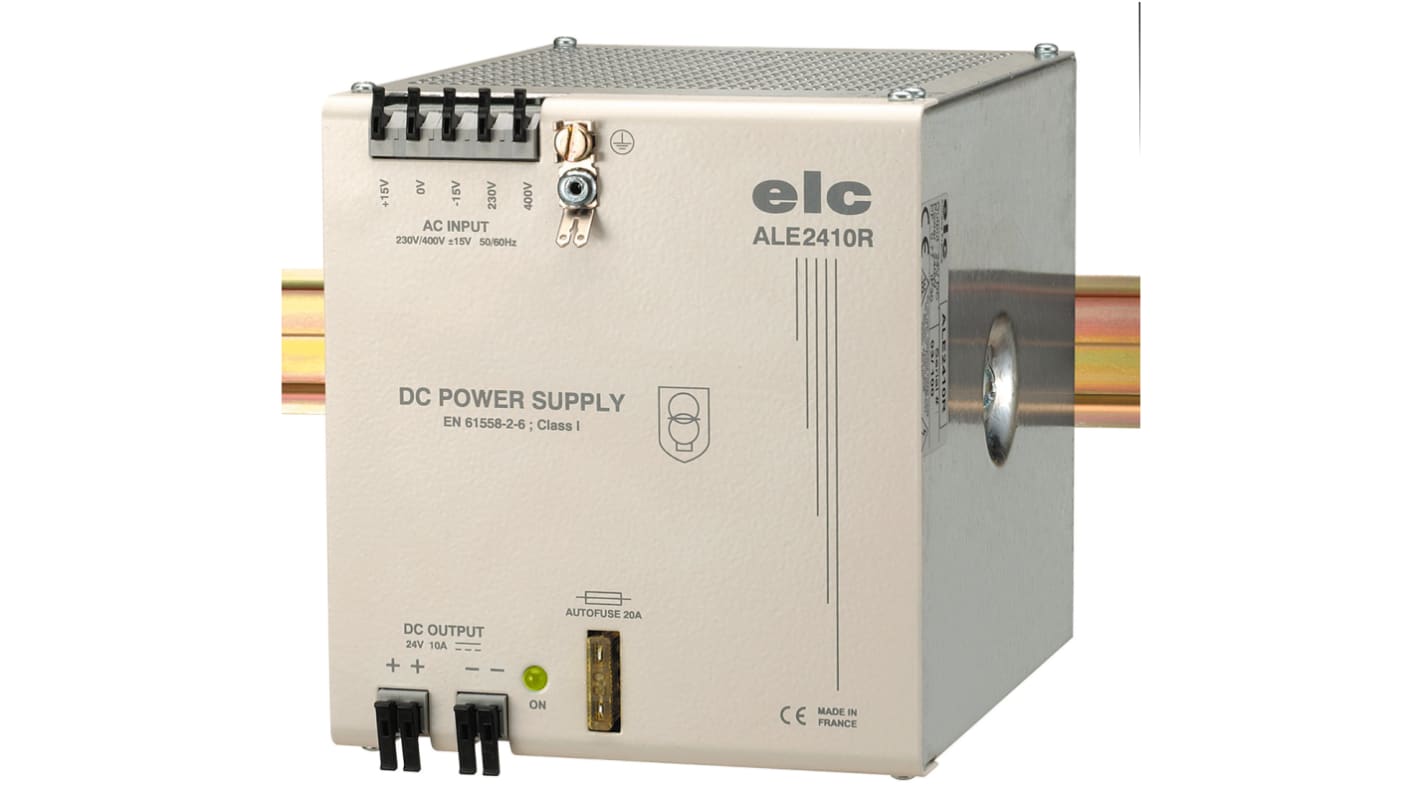 ELC ALE ALE DIN RAIL -Phasen Linear DIN-Schienen Netzteil 240W, 230V → 440V ac, 24V dc / 10A