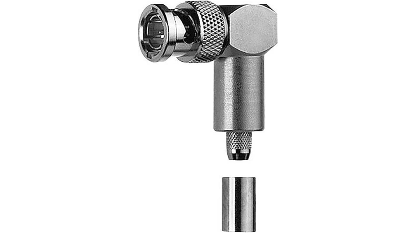 Telegartner, Plug Cable Mount BNC Connector, 75Ω, Crimp Termination, Right Angle Body