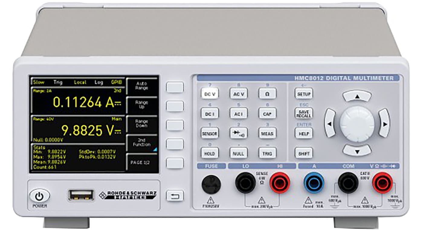 Multímetro de banco Rohde & Schwarz HMC8012, 750V ac/1000V dc, 10A ac/10A dc, TRMS, CAT I, CAT II