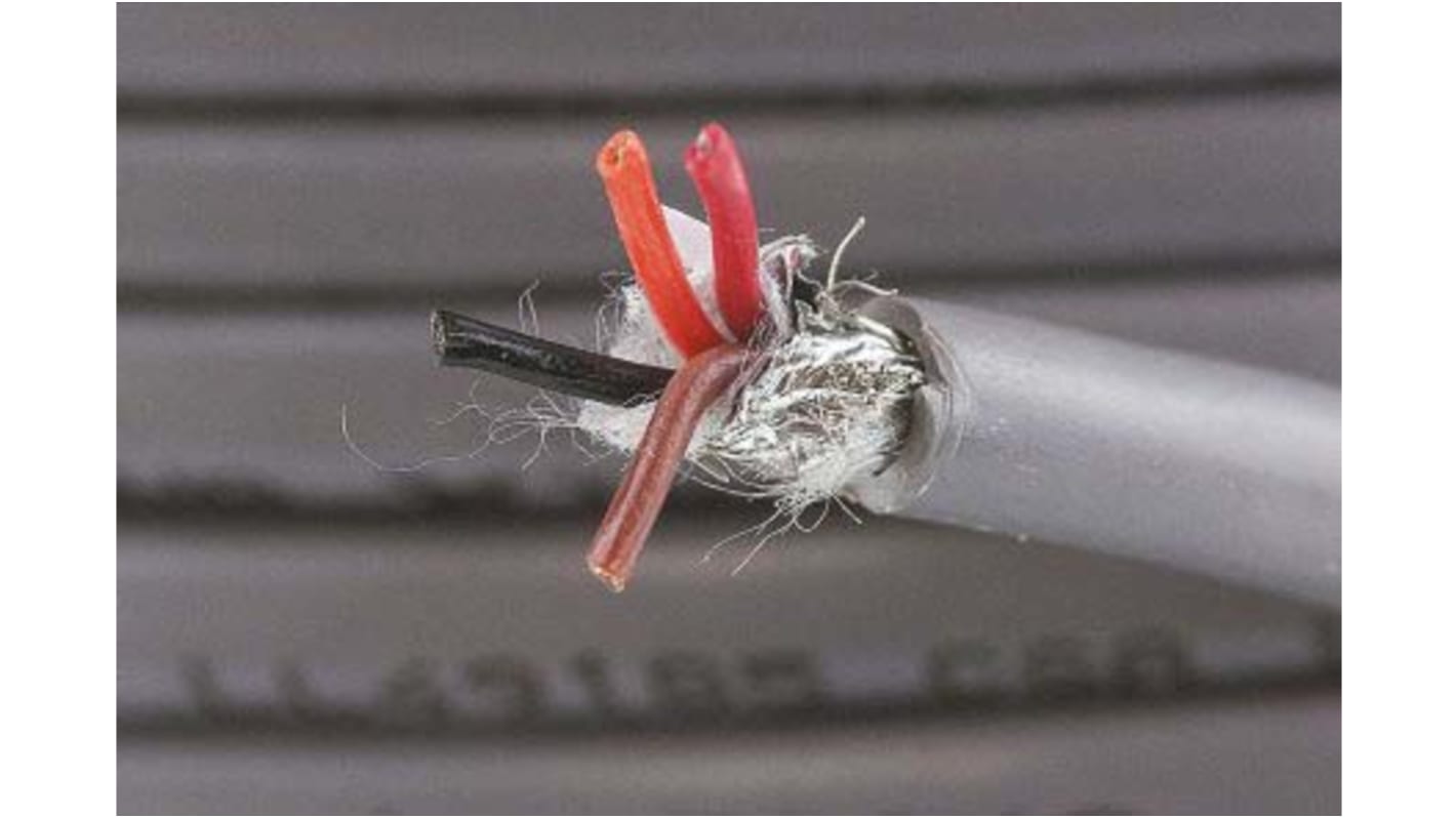 Alpha Wire Xtra-Guard 1 Multicore Industrial Cable, 4 Cores, 0.23 mm², Screened, 100m, Grey PVC Sheath, 24 AWG