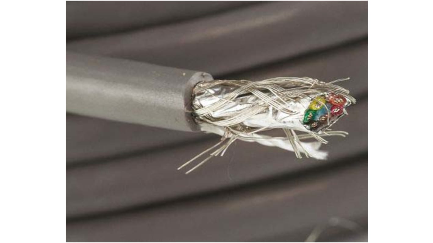 Alpha Wire Xtra-Guard 1 Multicore Industrial Cable, 6 Cores, 0.23 mm², Screened, 100m, Grey PVC Sheath, 24 AWG