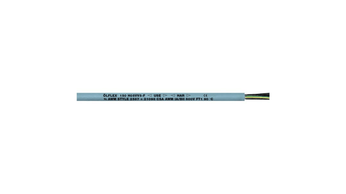 Lapp ÖLFLEX 150 Control Cable, 4 Cores, 0.75 mm², Unscreened, 100m, Grey PVC Sheath, 18 AWG