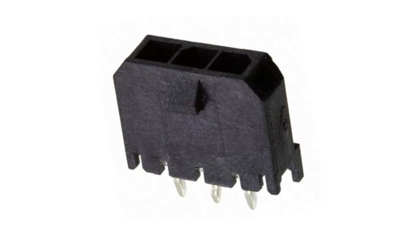 Molex Micro-Fit 3.0 Series Straight Through Hole PCB Header, 3 Contact(s), 3.0mm Pitch, 1 Row(s), Shrouded