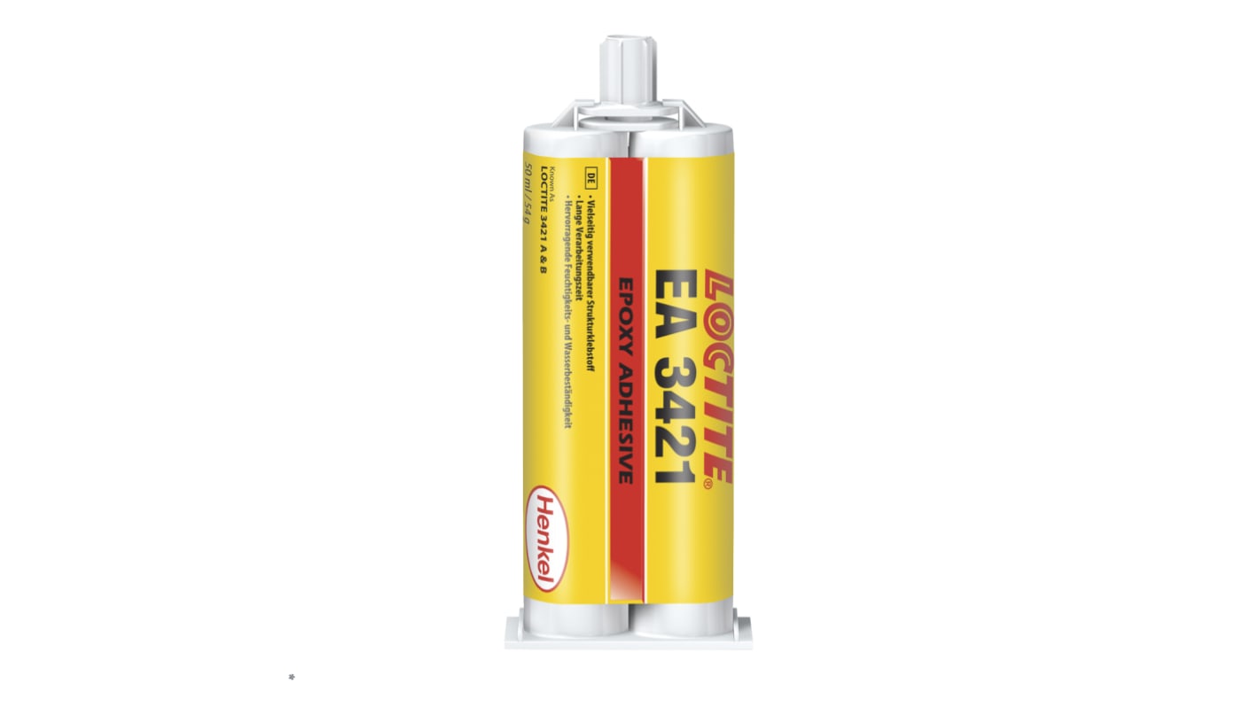 HYSOL 3421 Epoxid-Klebstoff Gelb transparent für Keramik, Metall, Kunststoff, Holz, Doppelkartusche 50 ml