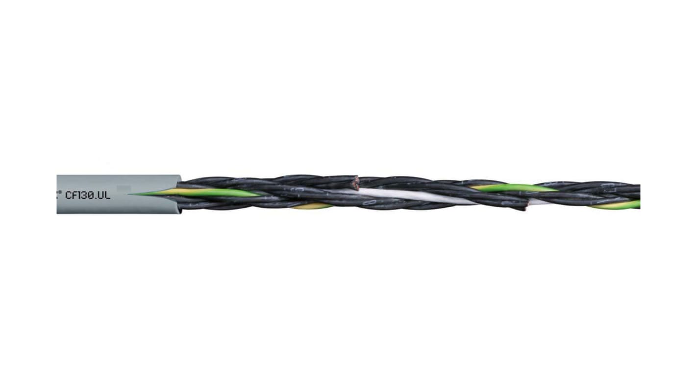 Igus chainflex CF130.UL Control Cable, 3 Cores, 1.5 mm², Unscreened, 10m, Grey PVC Sheath, 15 AWG
