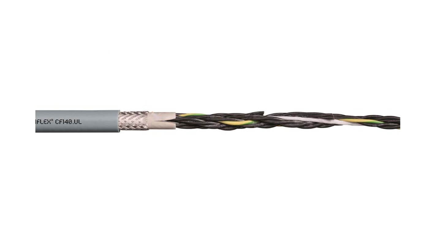 Igus chainflex CF140.UL Control Cable, 3 Cores, 1 mm², Screened, 10m, Grey PVC Sheath, 17 AWG