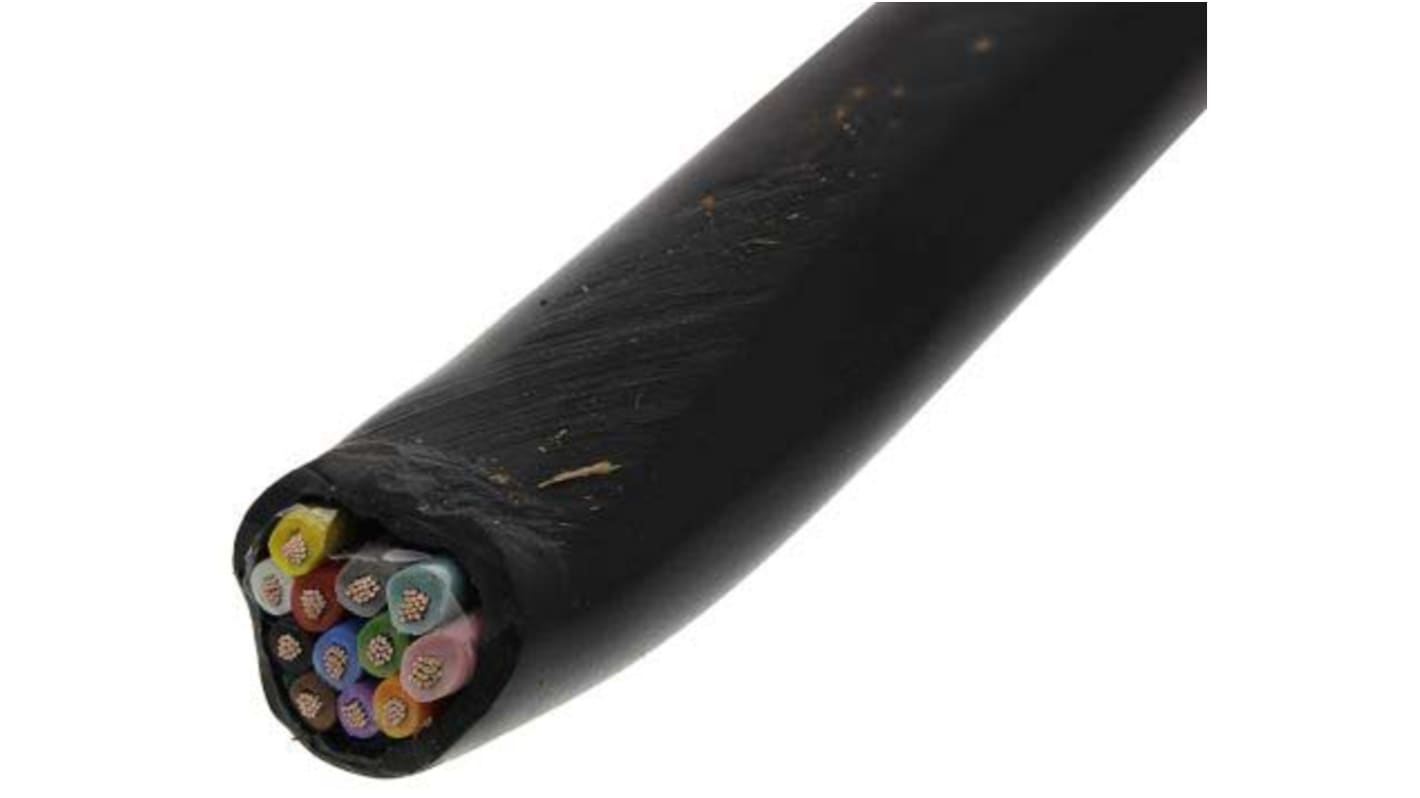 Cable de datos RS PRO de 12 conductores, 0.22 mm², 24 AWG, long. 100m, Ø ext. 6.4mm, funda de PVC Negro