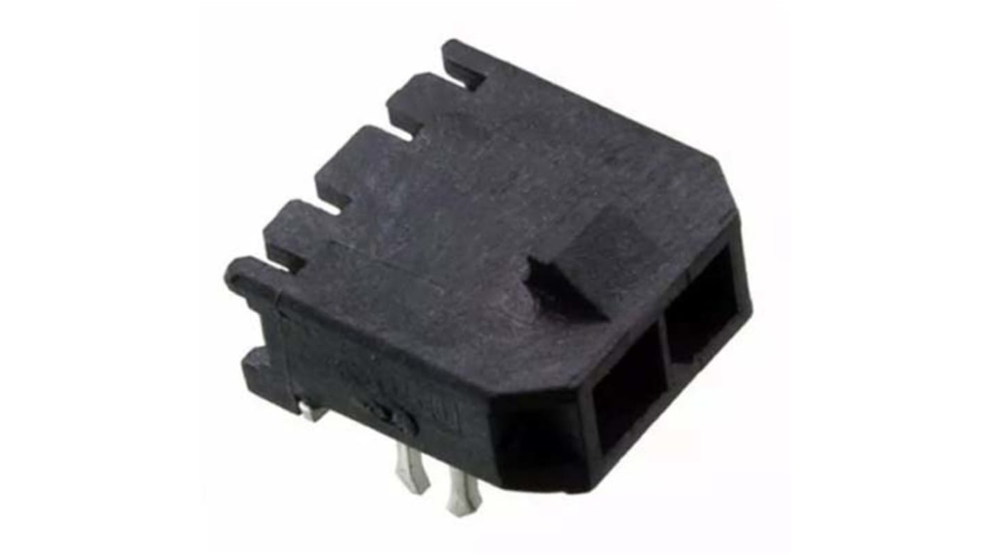 Conector macho para PCB Ángulo de 90° Molex serie Micro-Fit 3.0 de 2 vías, 1 fila, paso 3.0mm, para soldar, Montaje en