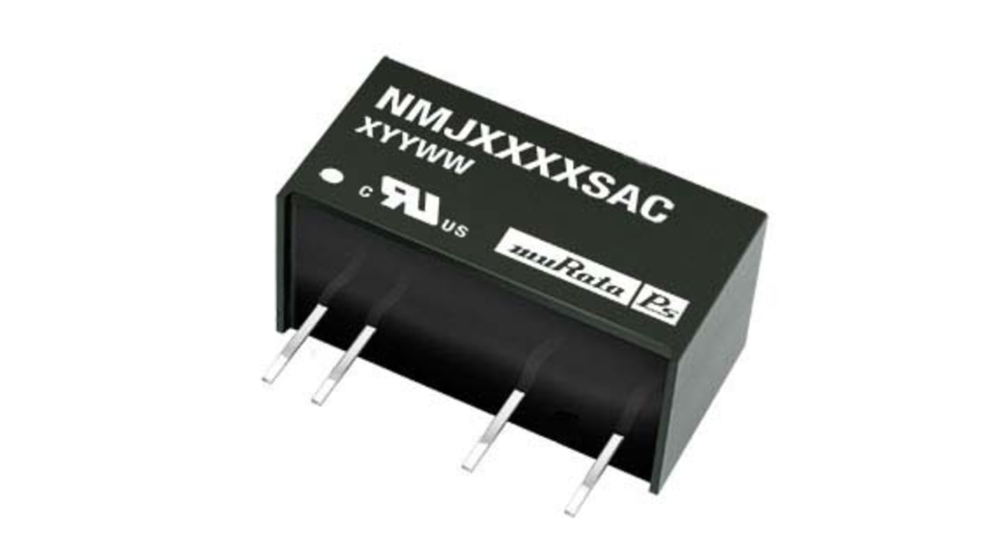 Murata Power Solutions NMJ DC-DC Converter, ±9V dc/ ±55mA Output, 4.5 → 5.5 V dc Input, 1W, Through Hole, +60°C