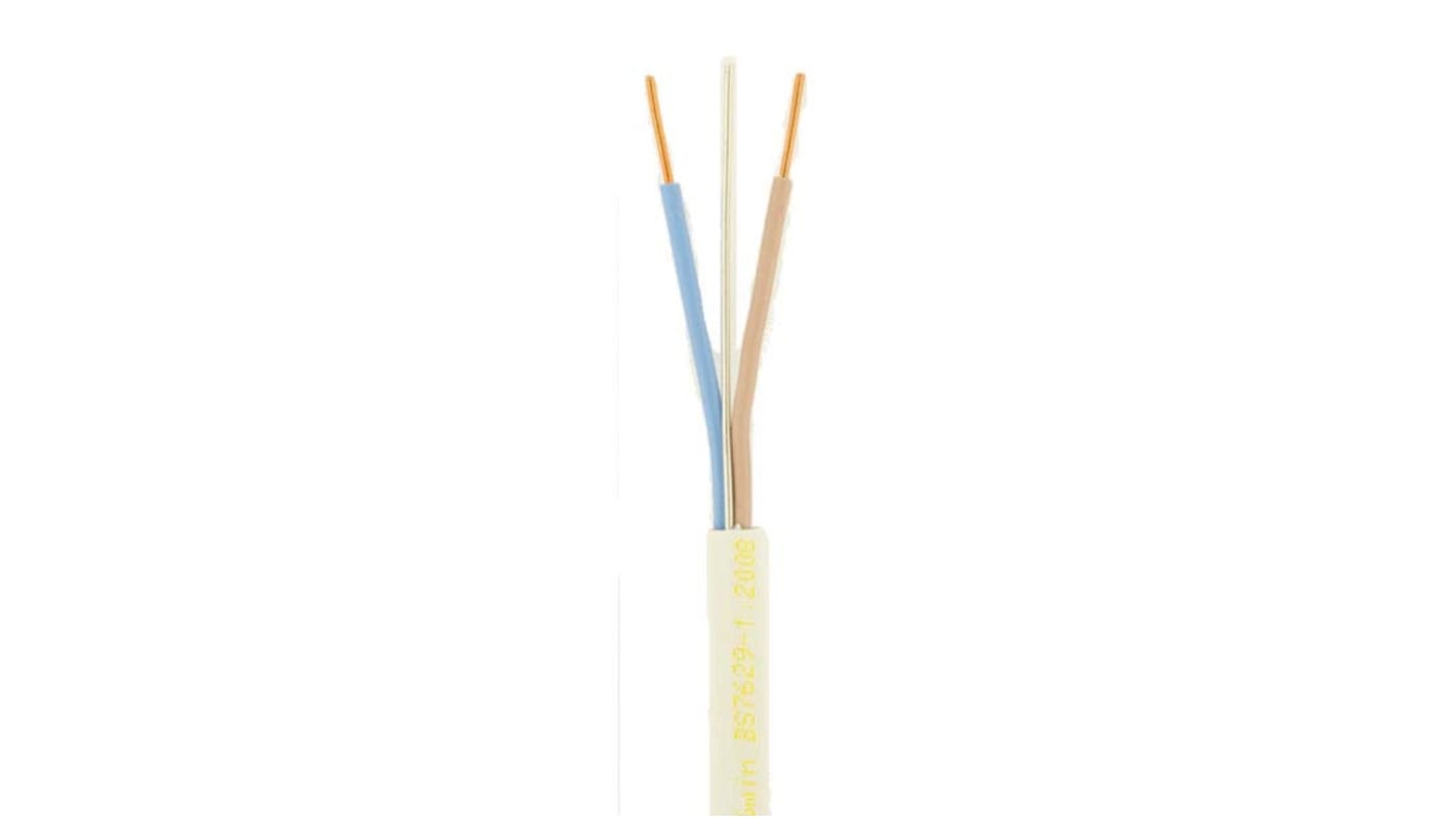 RS PRO, Fire Performance LSZH, 100m 2 Core, White Power Cable +90°C