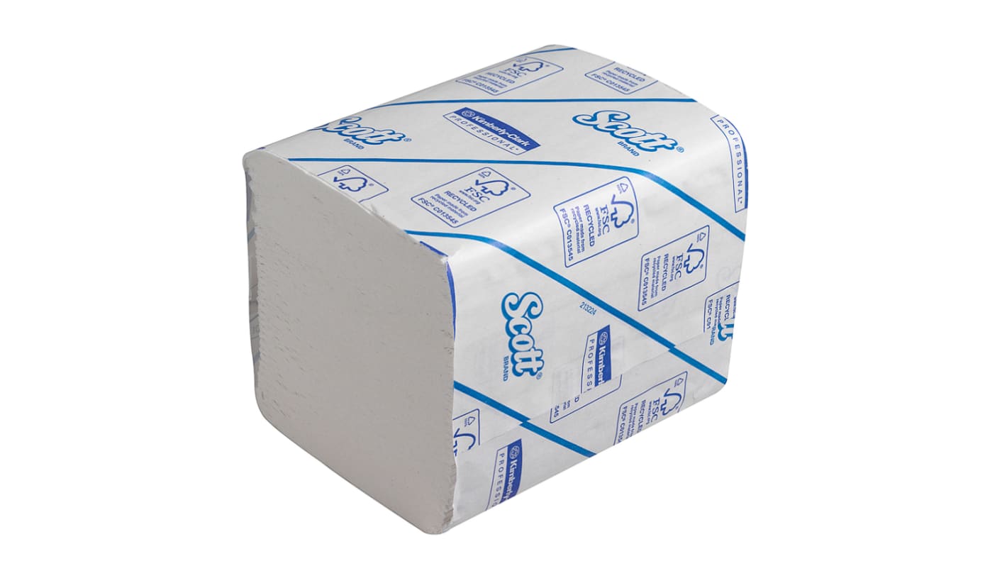 Kimberly Clark Weiß Toilettenpapier, 2-lagig 10800-Blatt, 36 x Rollen 2000m SCOTT