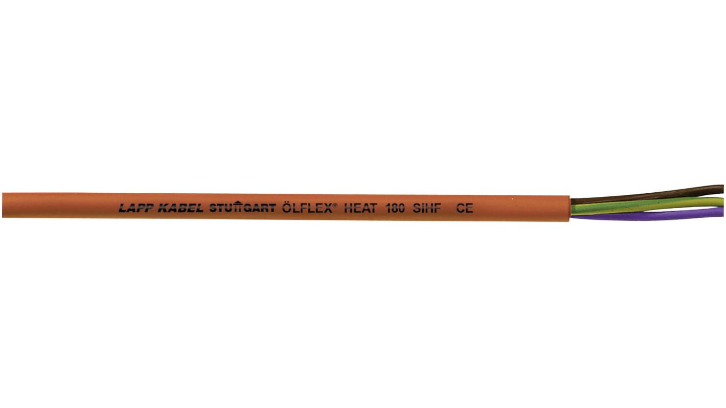 Lapp ÖLFLEX, Flexible Multicore, 50m 3 Core, Brown/Red Silicone Power Cable +180°C